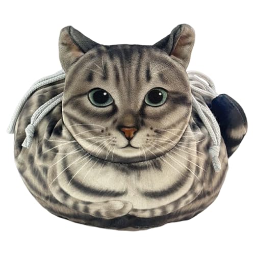 Dewireaey Kosmetiktasche Katzenform Mit Zugband | Makeup Organizer Tasche,Praktischer Organizer Für Sportcampingurlaub Frauen Mädchen Aufbewahrung von Dewireaey