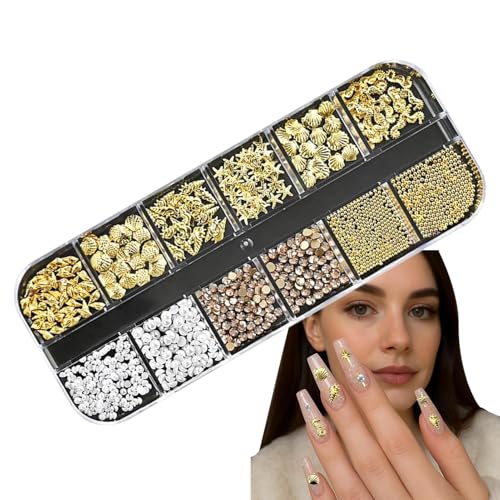Dewireaey Nageldekoration - Meeresmotiv 3D Nageldesign Set - Strass Maniküre Zubehör Mit Aufbewahrungsbox Für Urlaub Alltag Hochzeit Zuhause Mädchen Frauen von Dewireaey