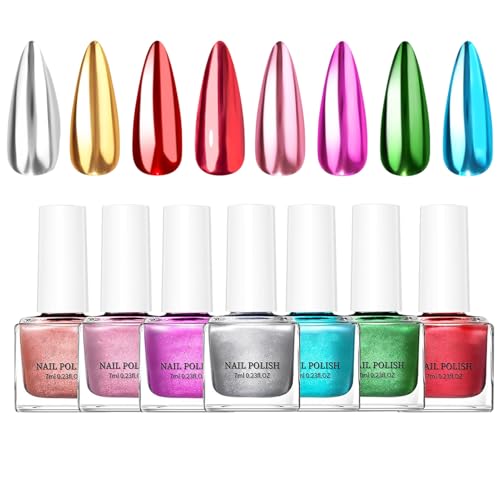 Dewireaey Spiegel-Gel-Nagellack,Spiegel-Effekt Schnelltrocknender Nagellack | 8 Farben Langanhaltender Lack Für Frauen Zu Hause Salon Party Hochzeit Urlaub von Dewireaey