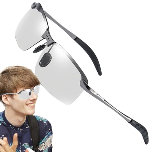 Dewireaey Übergangs-Sicherheitsbrille | Photochrome Brille Herren - UV400 Schutz Polarisierte Sonnenbrillen für Autofahren Radfahren Angeln Wandern Outdoor Aktivitäten von Dewireaey