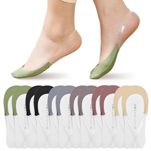 Dewocke 6 Paar Füßlinge Damen, Zehensocken Füßlinge Damen Halbe Socken Unsichtbare Söckchen mit Non-Slip TPU Schlinge, No Show Ballerina Socken, Atmungsaktiv Halbsocken, für Sling Back Heels von Dewocke