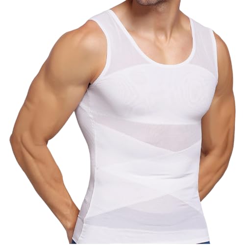 Dewocke Herren Shapewear Unterhemd - Männer Compression Tank Top, Sportliches Kompressionsshirt zur Körperformung und Haltungsverbesserung mit Doppelschicht-Design und hochwertigem Mesh-Gewebe (XL) von Dewocke