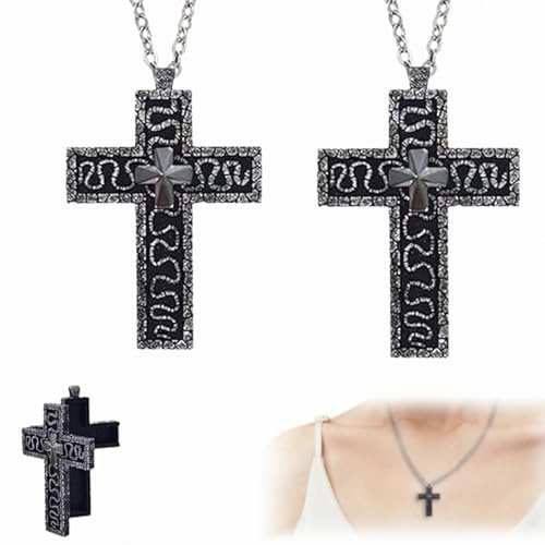 Dewppxi Kreuzförmige Halskette mit Geheimfach, Kreuzförmige Charakter-Ten-Halskette mit geheimem Fach – Antique Cross Pendant Necklace, Anhänger in Form einer Zehn im 3D-Druck-Design (2Stück) von Dewppxi