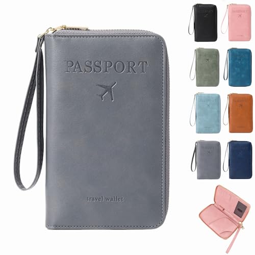 Dewppxi Multifunktionale RFID Reisepass Tasche, Reisepasshülle mit RFID Blocker, Reisezubehör Passport Tasche, Travel Wallet Organizer – Sicherer Ausweishalter mit Diebstahlschutz (Grau-1Stück) von Dewppxi