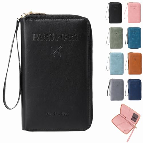 Dewppxi Multifunktionale RFID Reisepass Tasche, Reisepasshülle mit RFID Blocker, Reisezubehör Passport Tasche, Travel Wallet Organizer – Sicherer Ausweishalter mit Diebstahlschutz (Schwarz-1Stück) von Dewppxi