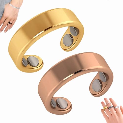 Dewppxi SöMni Ring Damen Wechseljahre, Magnetringe Damen, Magnetring Wechseljahre Vital Rings, Magnet Rings für Reduziert Stress& Angstgefühle Verbessert die Schlafqualität (Gold+Rose,Armband) von Dewppxi