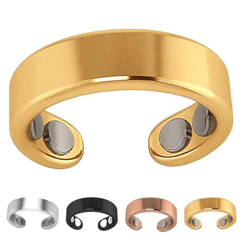Dewppxi SöMni Ring Damen Wechseljahre, Magnetringe Damen, Magnetring Wechseljahre Vital Rings, Magnet Rings für Reduziert Stress& Angstgefühle Verbessert die Schlafqualität (Gold,Ring) von Dewppxi