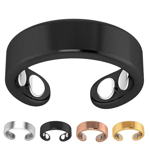 Dewppxi SöMni Ring Damen Wechseljahre, Magnetringe Damen, Magnetring Wechseljahre Vital Rings, Magnet Rings für Reduziert Stress& Angstgefühle Verbessert die Schlafqualität (Schwarz,Ring) von Dewppxi