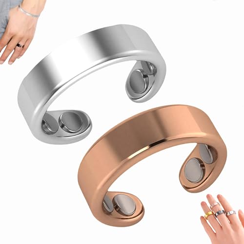 Dewppxi SöMni Ring Damen Wechseljahre, Magnetringe Damen, Magnetring Wechseljahre Vital Rings, Magnet Rings für Reduziert Stress& Angstgefühle Verbessert die Schlafqualität (Silber+Rose,Ring) von Dewppxi