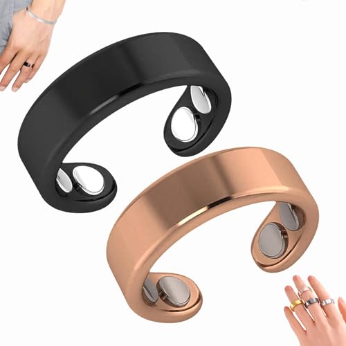 Dewppxi SöMni Ring Damen Wechseljahre, Magnetringe Damen, Magnetring Wechseljahre Vital Rings, Magnet Rings für Reduziert Stress& Angstgefühle Verbessert die Schlafqualität (Rose+Schwarz,Armband) von Dewppxi