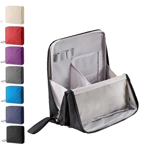 Multi-Purpose Large Capacity Oxford Cloth Standing Makeup Bag, Portable Waterproof Makeup Organizer with Multiple Compartments, Upright Design for Travel, Work and Daily Use (Black) von Dewppxi