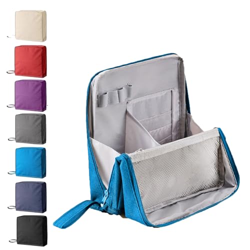 Multi-Purpose Large Capacity Oxford Cloth Standing Makeup Bag, Portable Waterproof Makeup Organizer with Multiple Compartments, Upright Design for Travel, Work and Daily Use (Bule) von Dewppxi