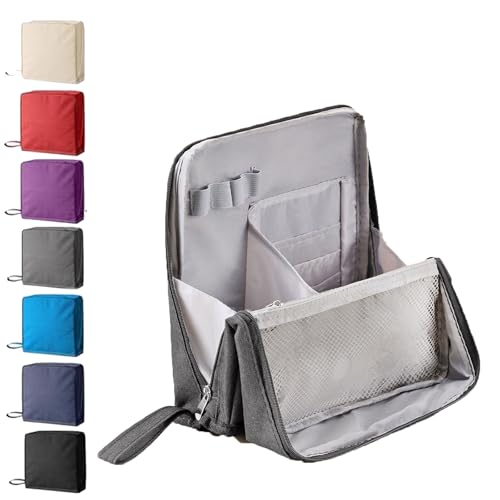 Multi-Purpose Large Capacity Oxford Cloth Standing Makeup Bag, Portable Waterproof Makeup Organizer with Multiple Compartments, Upright Design for Travel, Work and Daily Use (Gray) von Dewppxi