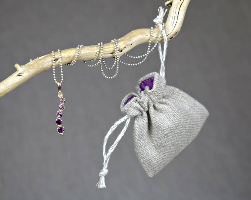 Mini Leinen Kordelzug Schmucksäckchen Individuell Gefütterter Ring Beutel | 6, 5 cm von DewsCraftHouse