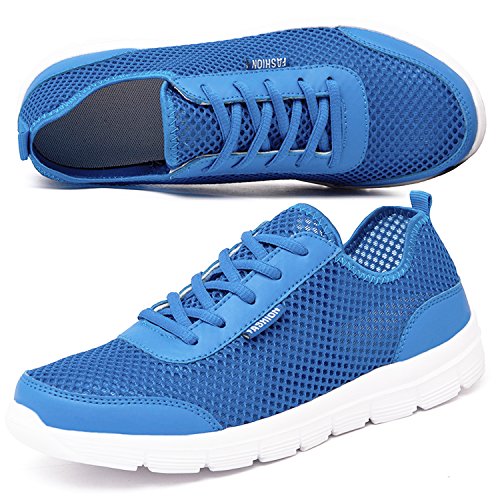 Erwachsene Sommer Atmungsaktive Laufschuhe Ultraleicht Mesh Freizeit Sportschuhe mit Rutschfeste Weiß Sohle Turnschuhe Sneaker Bequem Gym Fitness Jogging Running Schuhe Herren Damen (Blau Größe 42) von Dewuseller