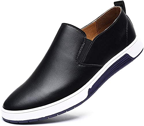 Herren Leder Business Schuhe Casual Anzugschuhe Zum Reinschlüpfen Halbschuhe Anzüge Hochzeit Schuhe Mokassins Flache Slipper Slip on Schuhe Männer übergrößen 37-48, Schwarz, 38 EU von Dewuseller