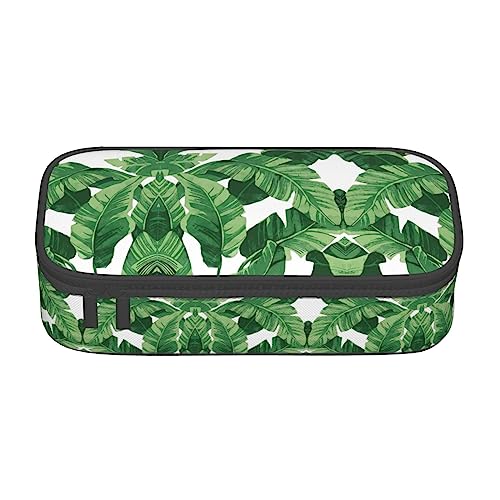 Dexnel Federmäppchen, Federmäppchen, einfache Schreibwarentasche mit 4 Fächern, Büro-Organizer, Aniaml, Camouflage, Grüner Druck, Süße grüne Palmenblätter., Einheitsgröße, Taschen-Organizer von Dexnel