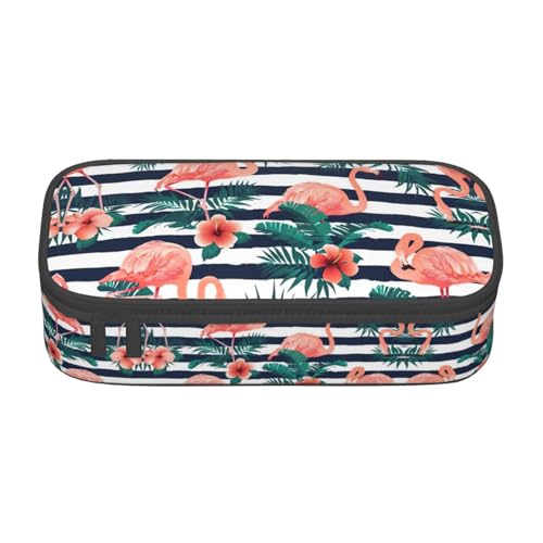 Dexnel Federmäppchen, Federmäppchen, einfache Schreibwarentasche mit 4 Fächern, Büro-Organizer, Halloween-Cartoon-Druck, Flamingo-Vogel, Einheitsgröße, Taschen-Organizer von Dexnel