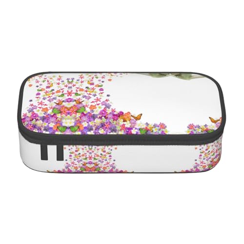 Dexnel Federmäppchen, Federmäppchen, einfache Schreibwarentasche mit 4 Fächern, Büro-Organizer, Kaffeebohnen-Druck, Schmetterlinge Narzisse Blumen, Einheitsgröße, Taschen-Organizer von Dexnel