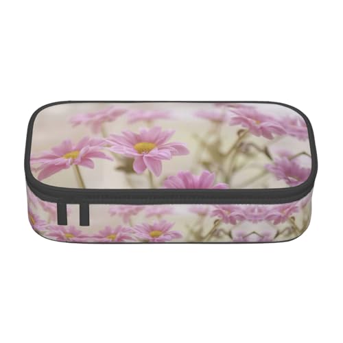 Dexnel Federmäppchen, Federmäppchen, einfache Schreibwarentasche mit 4 Fächern, Büro-Organizer, Motiv: Stadt am Meer, Retro Stil Rosa Blumen, Einheitsgröße, Taschen-Organizer von Dexnel