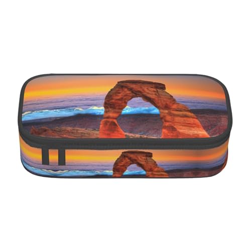 Dexnel Federmäppchen, Federmäppchen, einfache Schreibwarentasche mit 4 Fächern, Büro-Organizer, schöner Schmetterlings-Druck, Arches National Park, Einheitsgröße, Taschen-Organizer von Dexnel