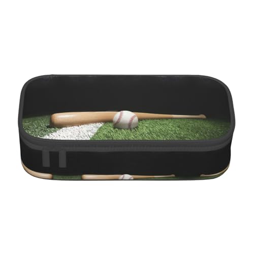 Dexnel Federmäppchen, Federmäppchen, einfache Schreibwarentasche mit 4 Fächern, Büro-Organizer, schöner Schmetterlings-Druck, Baseball-Sportfeld, Einheitsgröße, Taschen-Organizer von Dexnel