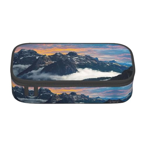 Dexnel Federmäppchen, Stifteetui, einfache Schreibwarentasche mit 4 Fächern, Büro-Organizer, Alpenlandschaft, lebendiger Himmel oben, Alpenlandschaft, lebendiger Himmel oben, Einheitsgröße, von Dexnel