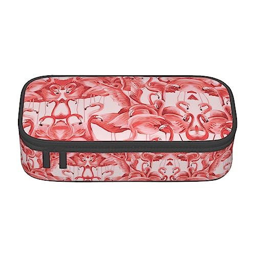 Dexnel Federmäppchen, Stifteetui, einfache Schreibwarentasche mit 4 Fächern, Büro-Organizer, Blumen im Sonnenschein-Druck, Flamingo, Einheitsgröße, Taschen-Organizer von Dexnel