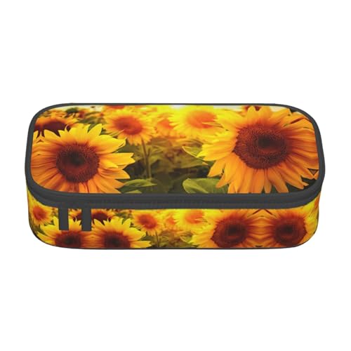 Dexnel Federmäppchen, Stifteetui, einfache Schreibwarentasche mit 4 Fächern, Büro-Organizer, Pferdeaufdruck, sonnenblume, Einheitsgröße, Taschen-Organizer von Dexnel