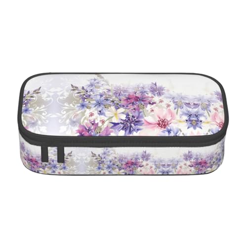 Dexnel Federmäppchen, Stifteetui, einfache Schreibwarentasche mit 4 Fächern, Büro-Organizer, florale Wirbel, Efeu-Druck, Floral Swirls Efeu, Einheitsgröße, Taschen-Organizer von Dexnel