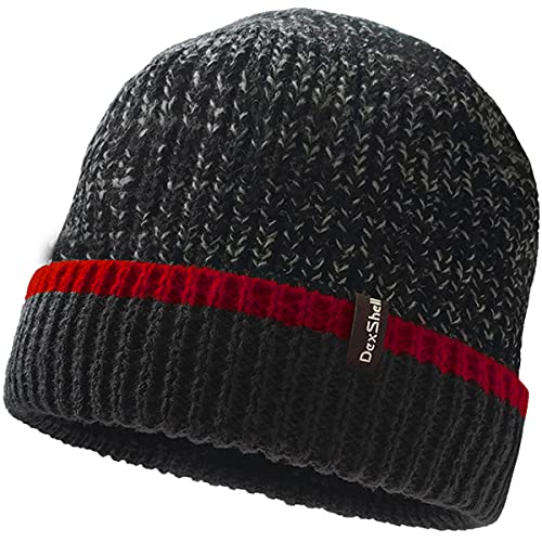 Dexshell Waterproof Cuffed Beanie Black Melange/Red Edge S/M von Dexshell