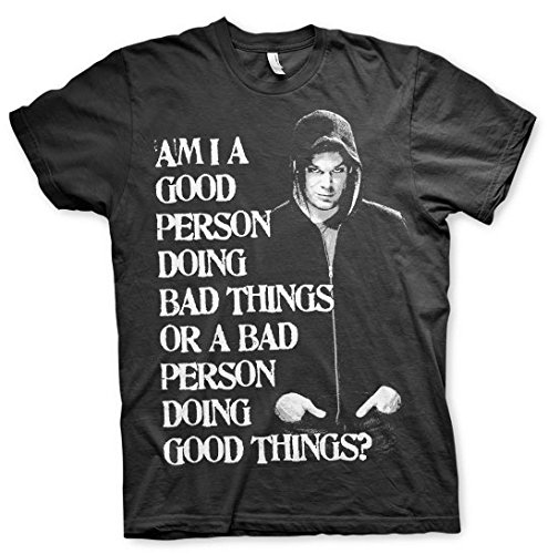 Dexter Offizielles Lizenzprodukt A Bad Person Doing Good Things? Herren-T-Shirt (Schwarz), Large von Dexter