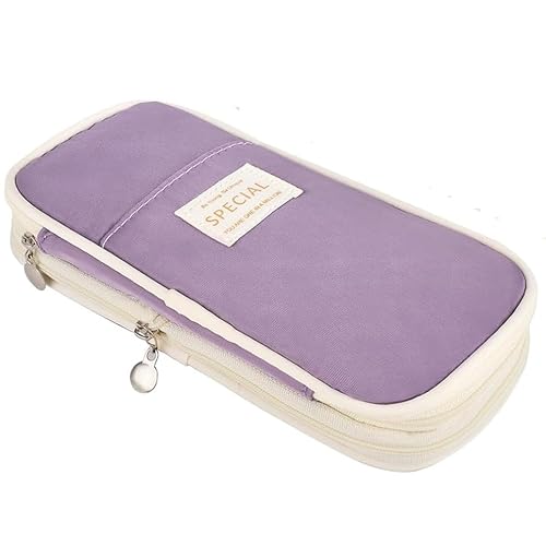 Federmäppchen für Schulbedarf, großes Federmäppchen mit Reißverschluss, niedliches Federmäppchen für Bürobedarf, Make-up-Tasche, Schreibtisch-Organizer für College, Erwachsene, Damen, Herren, violett Federmäppchen für Schulbedarf, großes Federmäppchen mit Reißverschluss, niedliches Federmäppchen für Bürobedarf, Make-up-Tasche, Schreibtisch-Organizer für College, Erwachsene, Damen, Herren, violett von Deyaah