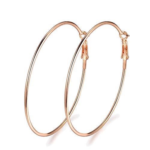 Deyanse Creolen Silber Damen Ohrringe, 925 Sterling Silber Creolen Ohrringe für Mädchen, 50mm Rose Gold Groß Unisex Creolen Kreolen, Allergenfrei Ohrschmuck als Geschenk zum Weihnachten von Deyanse