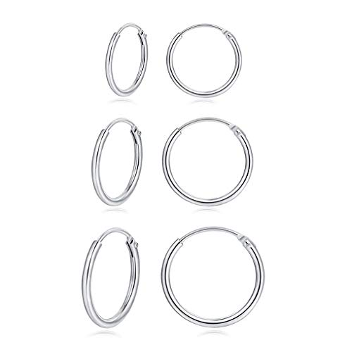 Deyanse Damen Silber Creolen Ohrringe Set, 3 Paare 925 Sterling Silber Creolen Ohrringe Set von Deyanse