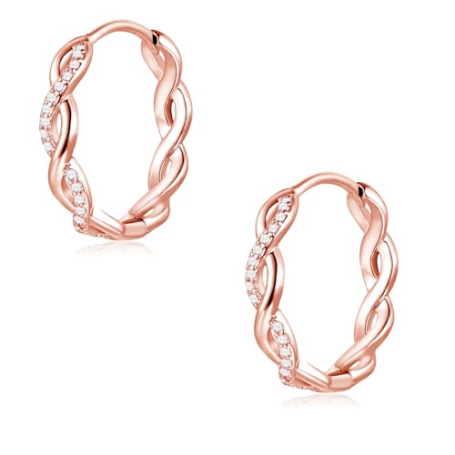 Deyanse Silber Creolen für Damen Mädchen, 925 Sterling Silber Unendlichkeit Ohrringe Creolen, Hypoallergen Kreolen Ohrringe mit Zirkonia, Schlafen Knorpel Ohrringe Ohrschmuck für Mehrere Ohrlöcher von Deyanse