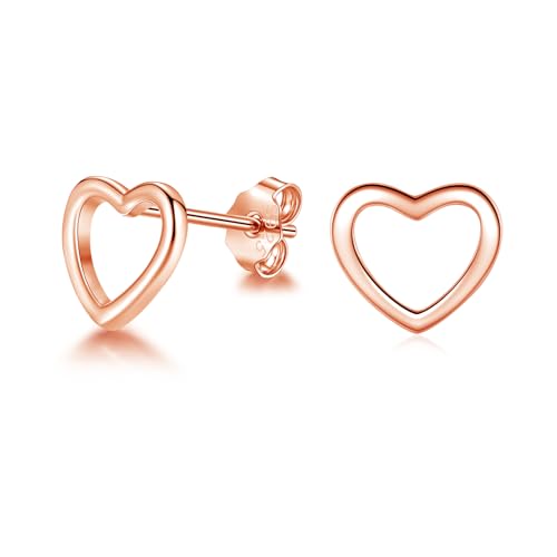 Deyanse Silber Ohrstecker für Damen Mädchen, 925 Sterling Silber Flach Herz Ohrstecker, Hypoallergen Ohrringe Silber 925 Stecker, Knorpel Schlafen Ohrringe Ohrstecker Klein Ohrschmuck in Geschenkbox von Deyanse