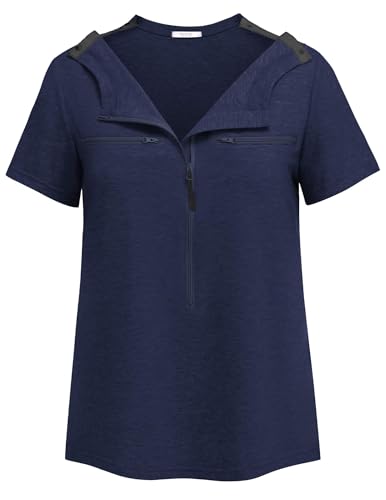 Deyeek Chemo-Shirts für Hafenzugang für Damen, 5 seitliche Reißverschluss, Schultern, Operationshemden, Rotatorenmanschette, Dialyse, Erholung, Blau, Mittel von Deyeek