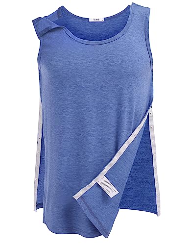 Deyeek Unisex Shirt nach Schulteroperationen Reha Tank Tops Herren Snap Open Tearaway Tanktop Damen mit Snap Chemo Rotatorenmanschette Kleidung Nach Chirurgie S-XXL von Deyeek