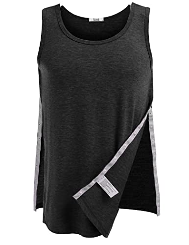 Deyeek Unisex Shirt nach Schulteroperationen Reha Tank Tops Herren Snap Open Tearaway Tanktop Damen mit Snap Chemo Rotatorenmanschette Kleidung Nach Chirurgie S-XXL von Deyeek