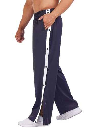 Deyeek Herren-Hose zum Abreißen, Basketball, Freizeit, Training, Aufwärmen, Baggy, offenes Bein, Jogginghose mit Taschen, marineblau, Groß von Deyeek