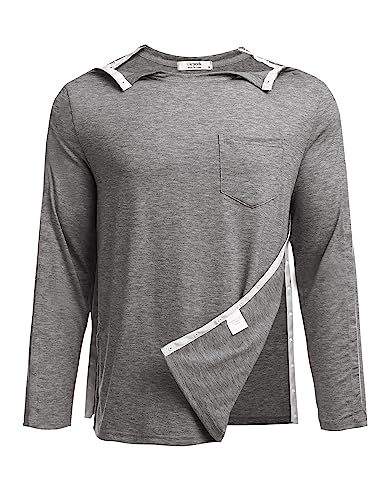 Deyeek Herren Post Schulter Chirurgie Erholung Shirts Full Tear Away Langarm Snap Chemo Port Access Shirt, GRAU, Mittel Deyeek Herren Post Schulter Chirurgie Erholung Shirts Full Tear Away Langarm Snap Chemo Port Access Shirt, GRAU, Mittel von Deyeek