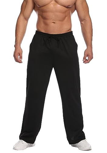 Deyeek Herren Trainingshose Sommer Herbst Lose Lässige Jogger Hose Freizeithose für Urlaub Strand Alltag Sportswear Schwarz L von Deyeek