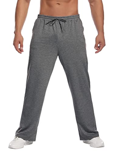 Deyeek Hose Herren Freizeithose Baumwolle Atmungsaktiv Sporthose Elastische Taille mit Kordelzug Sweatpants mit Taschen Dunkelgrau S von Deyeek