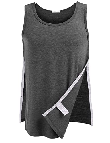 Deyeek Unisex Shirt nach Schulteroperationen Reha Tank Tops Herren Snap Open Tearaway Tanktop Damen mit Snap Chemo Rotatorenmanschette Kleidung Nach Chirurgie S-XXL von Deyeek