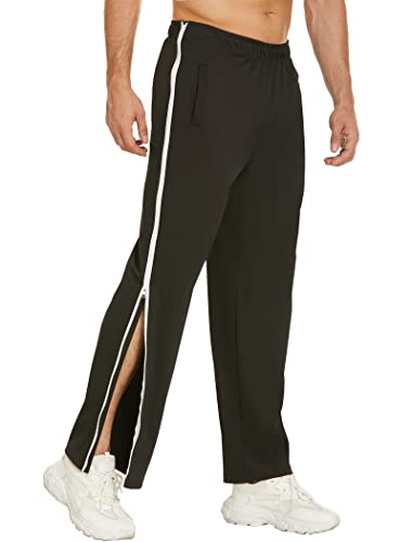 Deyeek Herren Trainingshose mit durchgehendem Reissverschluss Jogginghose Abreißhose Freizeithose locker lässig Sportswear mit Tasche von Deyeek