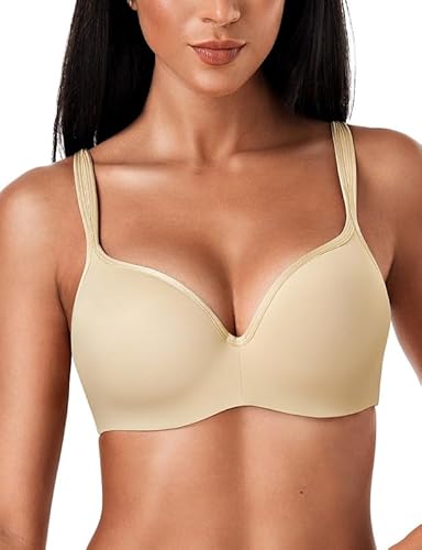 Deyllo Damen Minimizer BH mit Bügel Seamless Tshirt BH Große Brüste Starker Halt Comfit Soft Entlastungs Bralette Bequemer Nahtloser Push up BH Große Größen Anti Sag Hautfarbe 75B von Deyllo