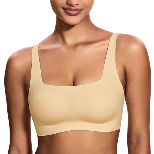 Deyllo BH Damen ohne Bügel Push up Thirt Bra Große Brüste Starker Halt Bügelloser Minimizer Bustier Gepolstert Seamless Nahtloser Entlastungs Bralette Große Größen Breite Träger Anti Sag Hautfarbe M von Deyllo