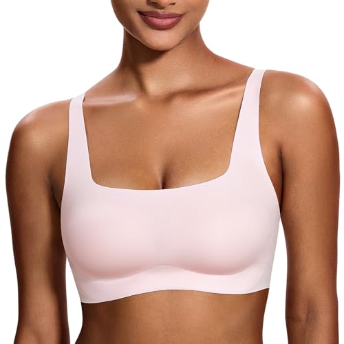 Deyllo BH Damen ohne Bügel Push up Thirt Bra Große Brüste Starker Halt Bügelloser Minimizer Bustier Gepolstert Seamless Nahtloser Entlastungs Bralette Große Größen Breite Träger Anti Sag Hellrosa M von Deyllo