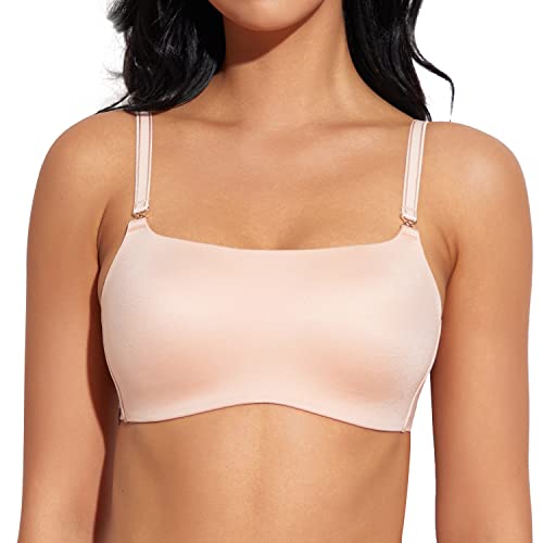 Deyllo Damen BH ohne Bügel, Nahtloser Cami Crop Top Büstier,Damen Bralette BH, Schlafen BH, Wohlfühl Soft Sport BH für Frauen, Mädchen（Nacktes Rosa,S von Deyllo